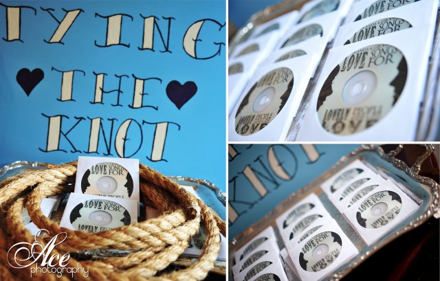 tying the knot, reception, favors, franklin wedding, eclectic